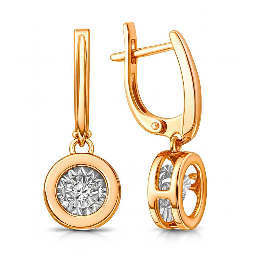 Серьги с бриллиантами из красного золота 585 пробы