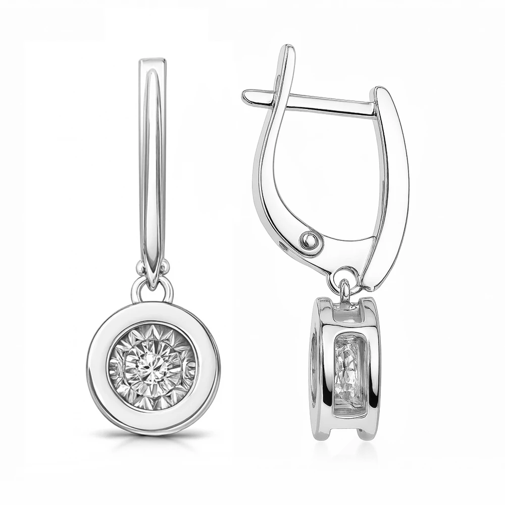 Серьги с бриллиантами из белого золота 585 пробы