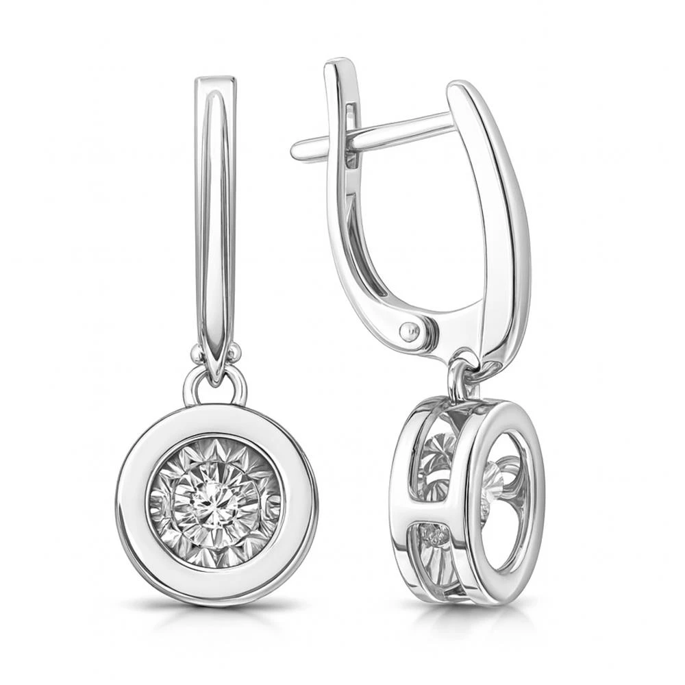 Серьги с бриллиантами из белого золота 585 пробы