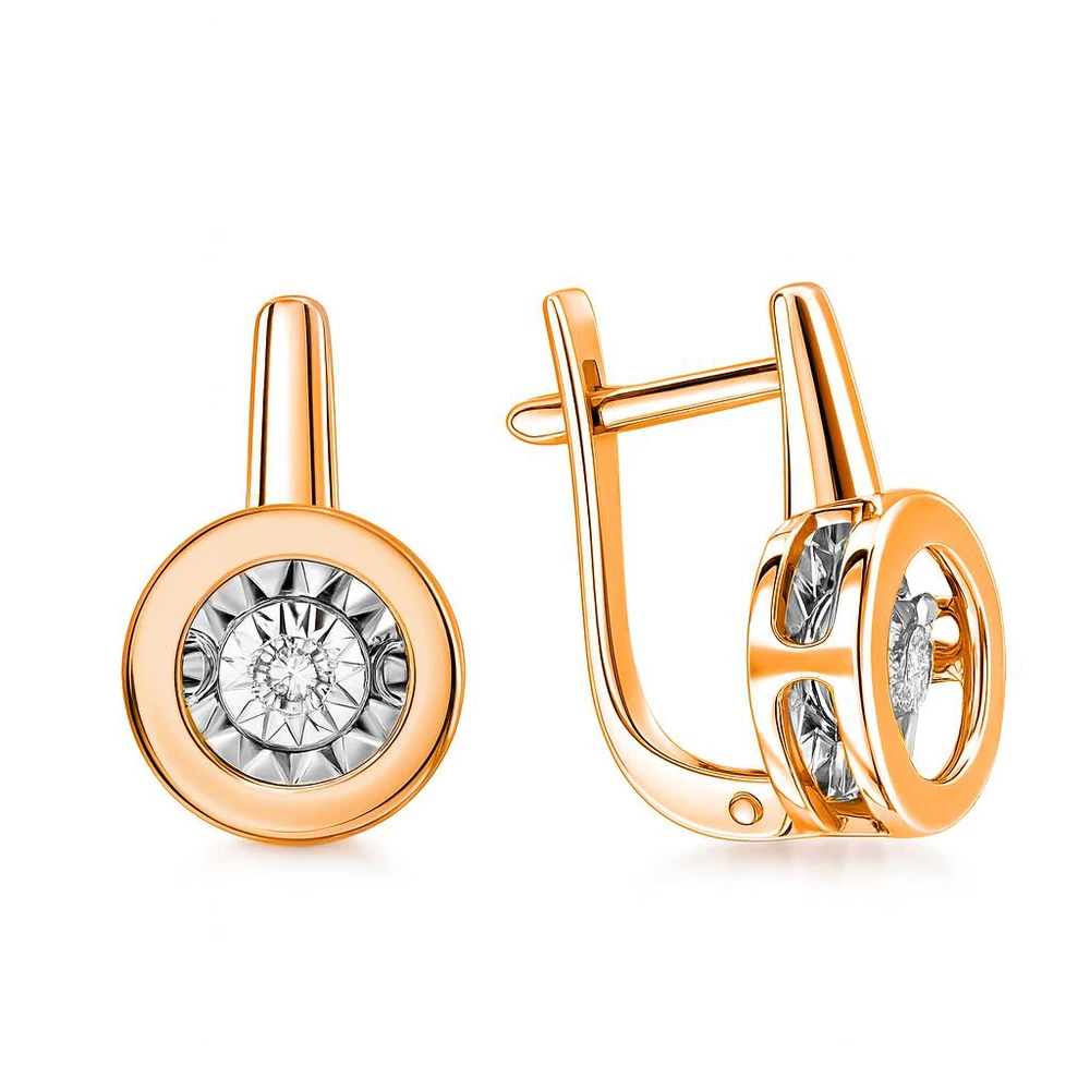 Серьги с бриллиантами из красного золота 585 пробы Серьги с бриллиантами из красного золота 585 пробы