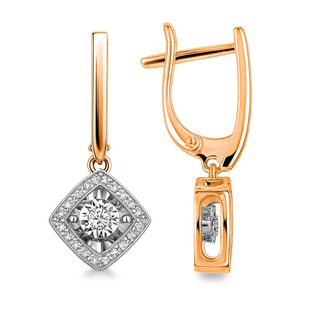 Серьги с бриллиантами из красного золота 585 пробы Серьги с бриллиантами из красного золота 585 пробы