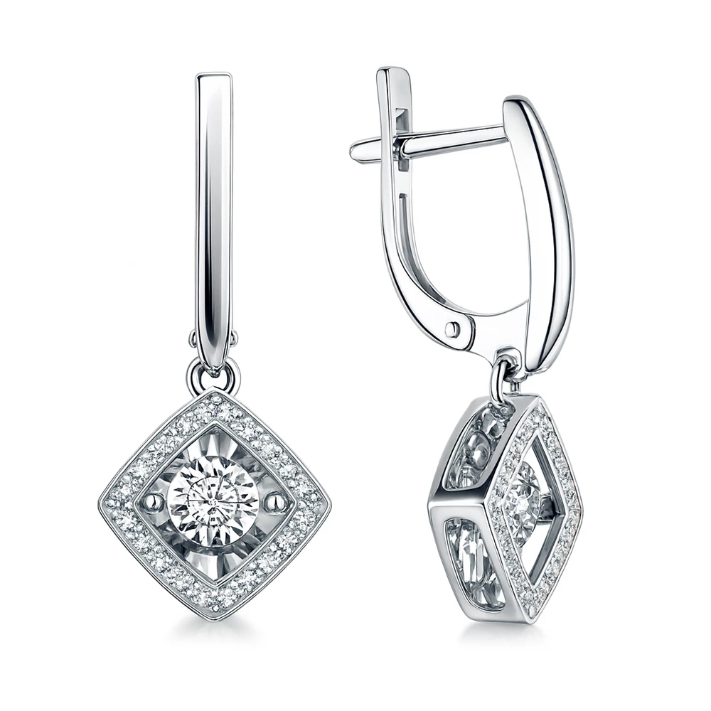 Серьги с бриллиантами из белого золота 585 пробы