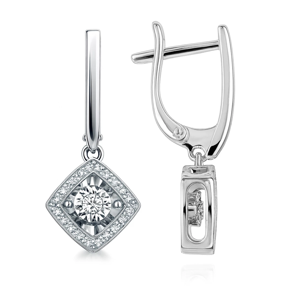 Серьги с бриллиантами из белого золота 585 пробы