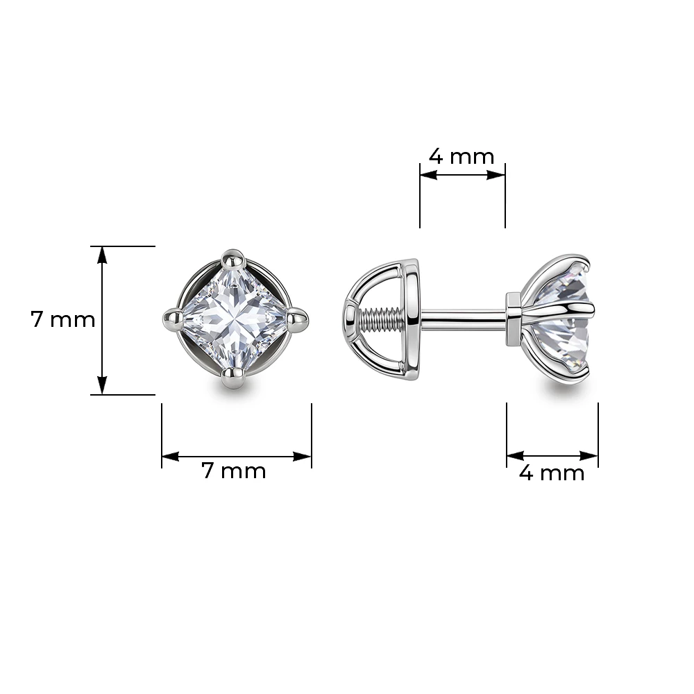 Серьги с выращенными бриллиантами из белого золота 585 пробы