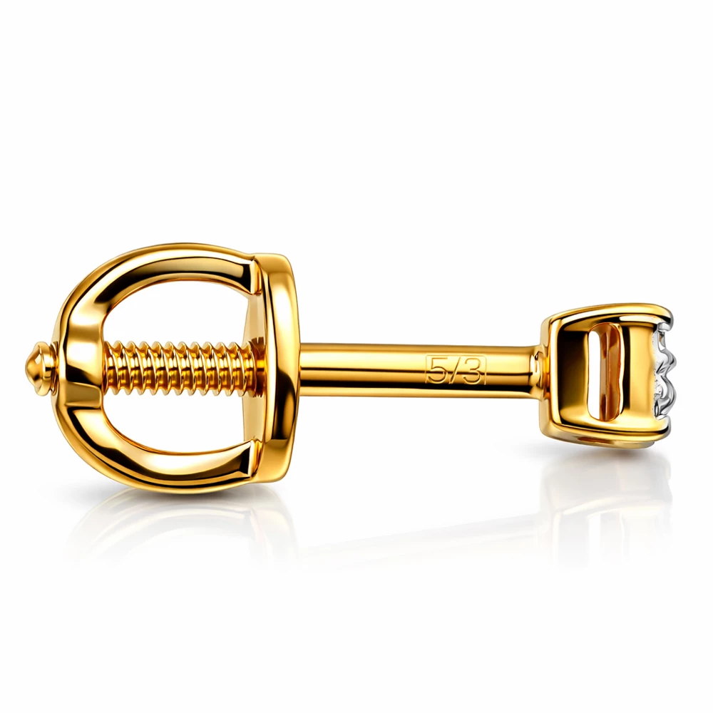 Серьга с бриллиантом из красного золота 375 пробы