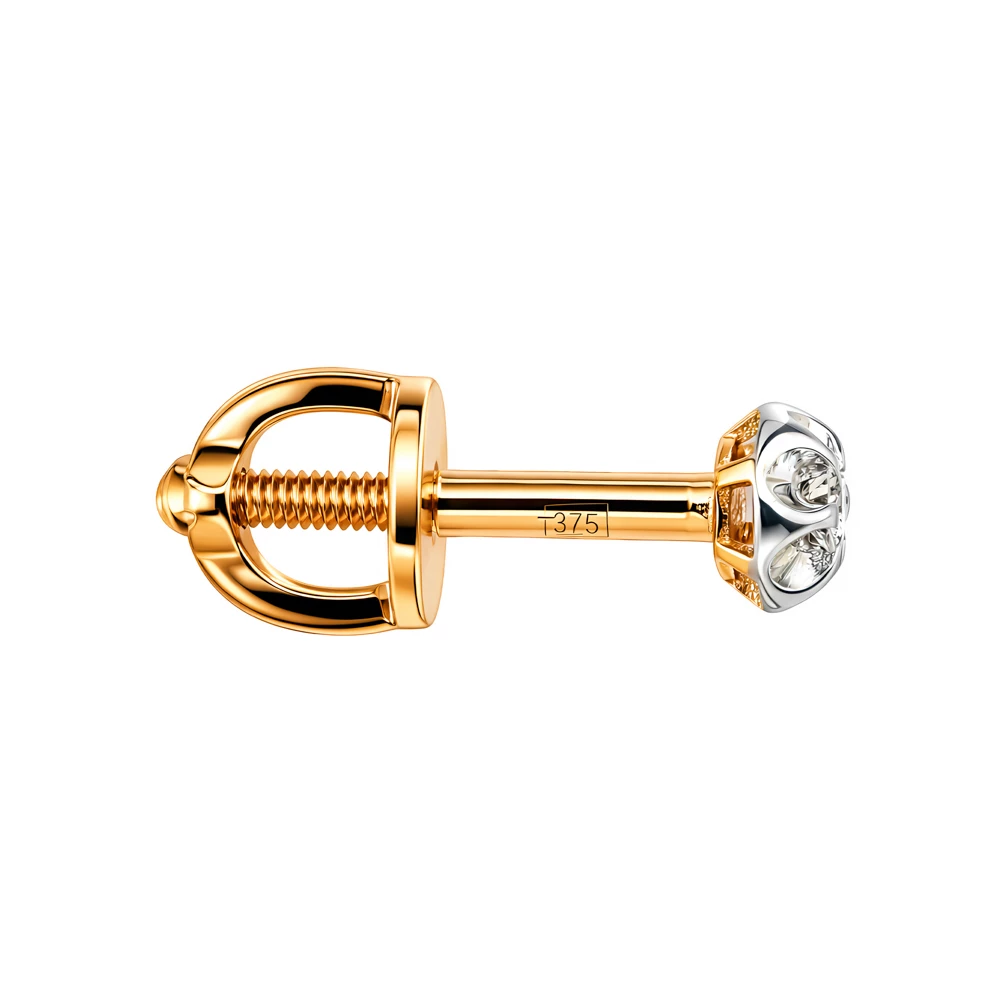 Серьга с бриллиантом из красного золота 375 пробы Серьга с бриллиантом из красного золота 375 пробы