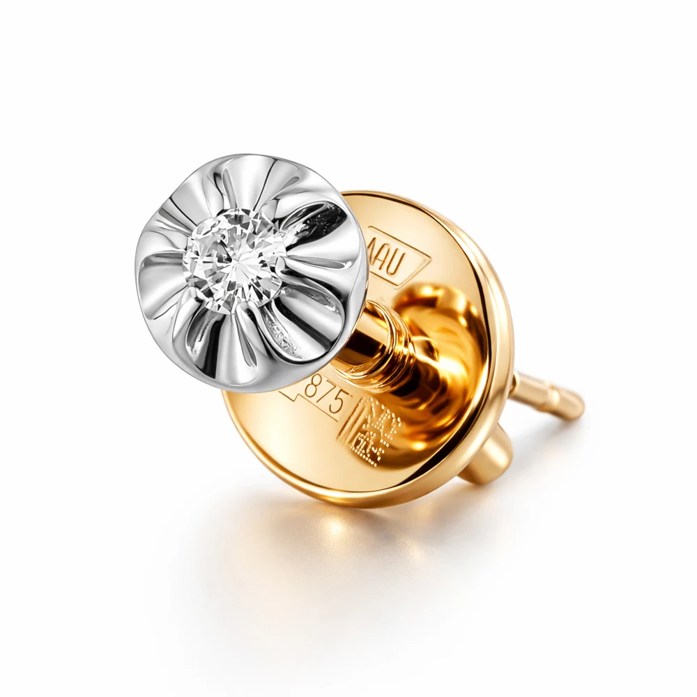 Серьга с бриллиантом из красного золота 375 пробы