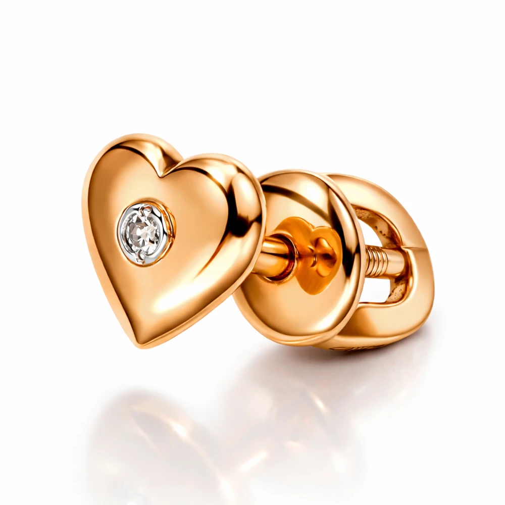 Серьга с бриллиантом из красного золота 375 пробы