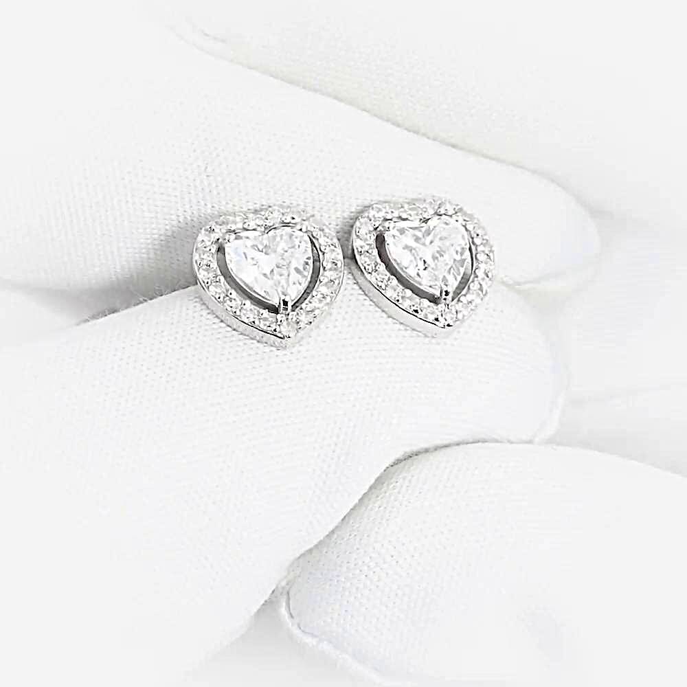 Серьги с выращенными бриллиантами из белого золота 585 пробы