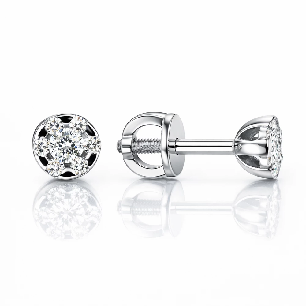 Серьги с бриллиантами из белого золота 585 пробы