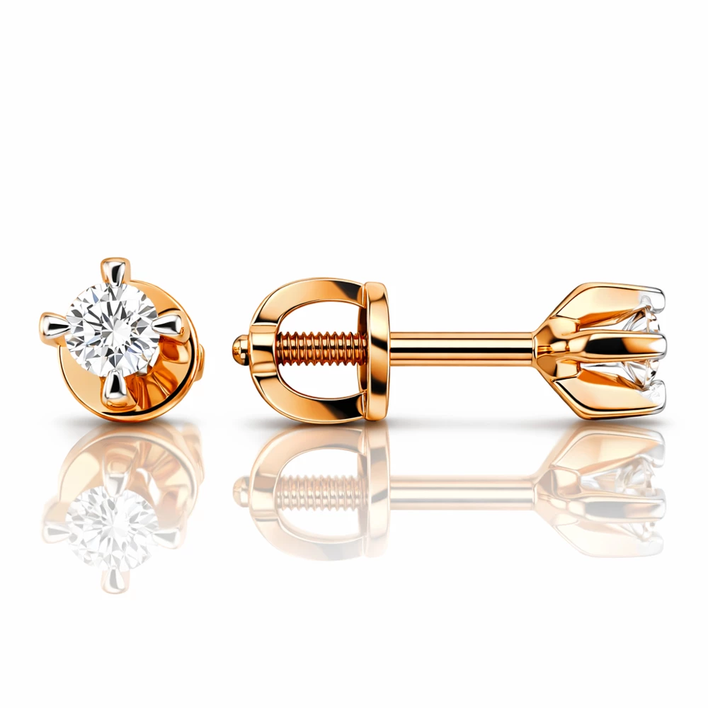 Серьги с бриллиантами из красного золота 585 пробы