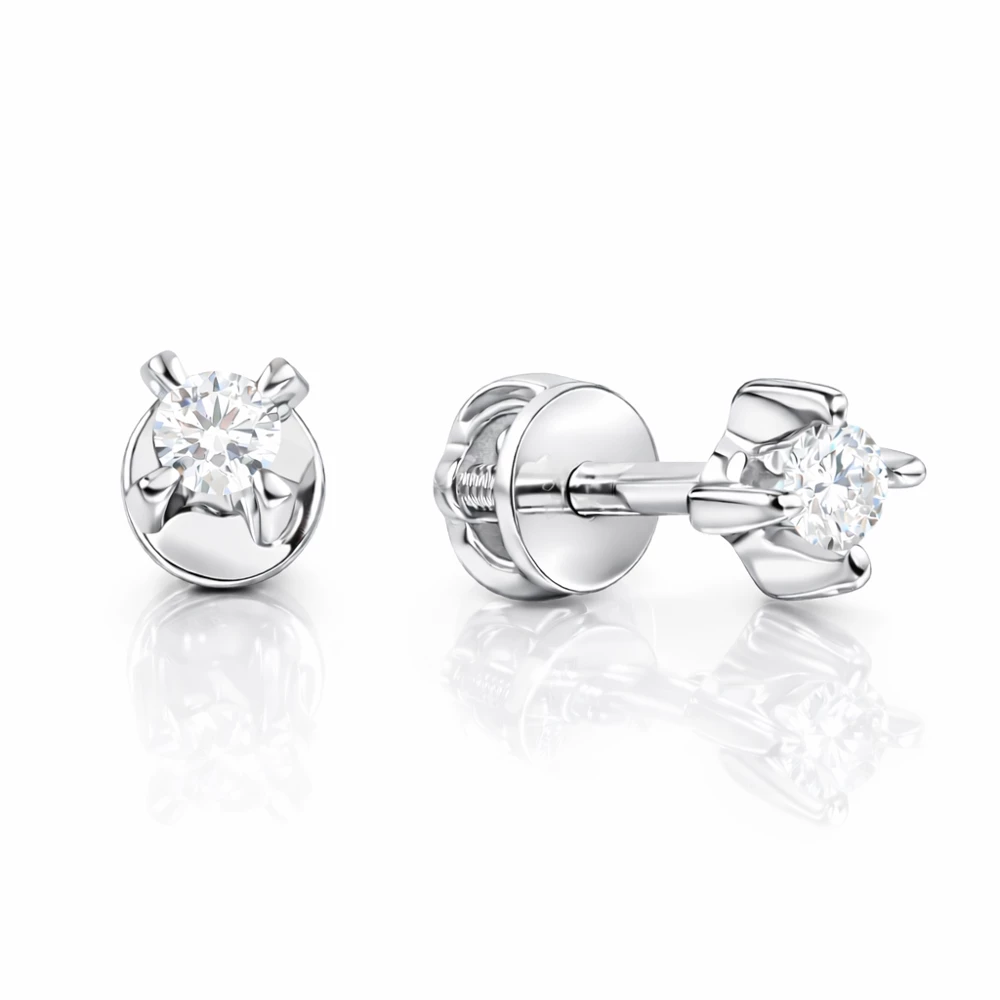 Серьги с бриллиантами из белого золота 585 пробы