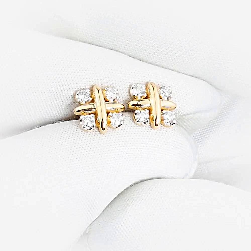 Серьги с бриллиантами из красного золота 585 пробы