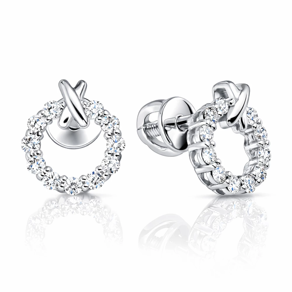 Серьги с бриллиантами из белого золота 585 пробы