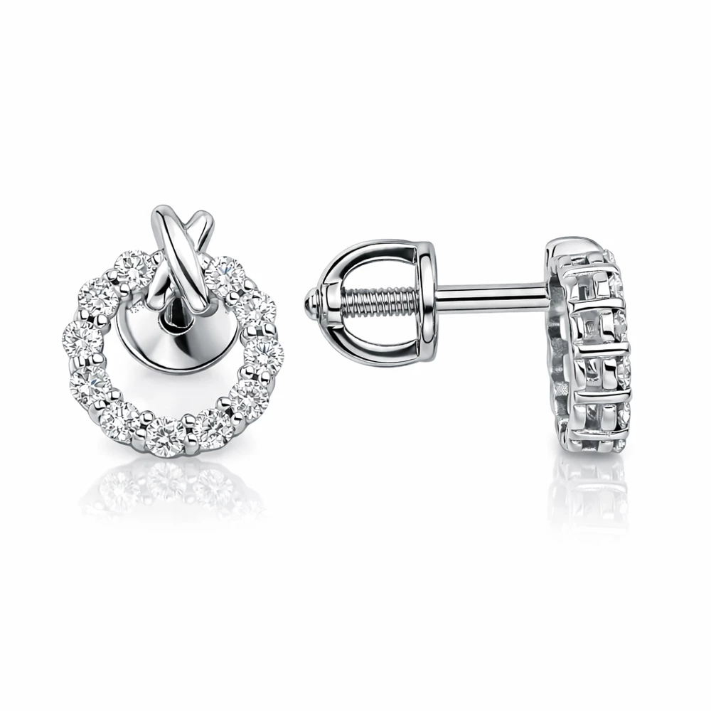 Серьги с бриллиантами из белого золота 585 пробы
