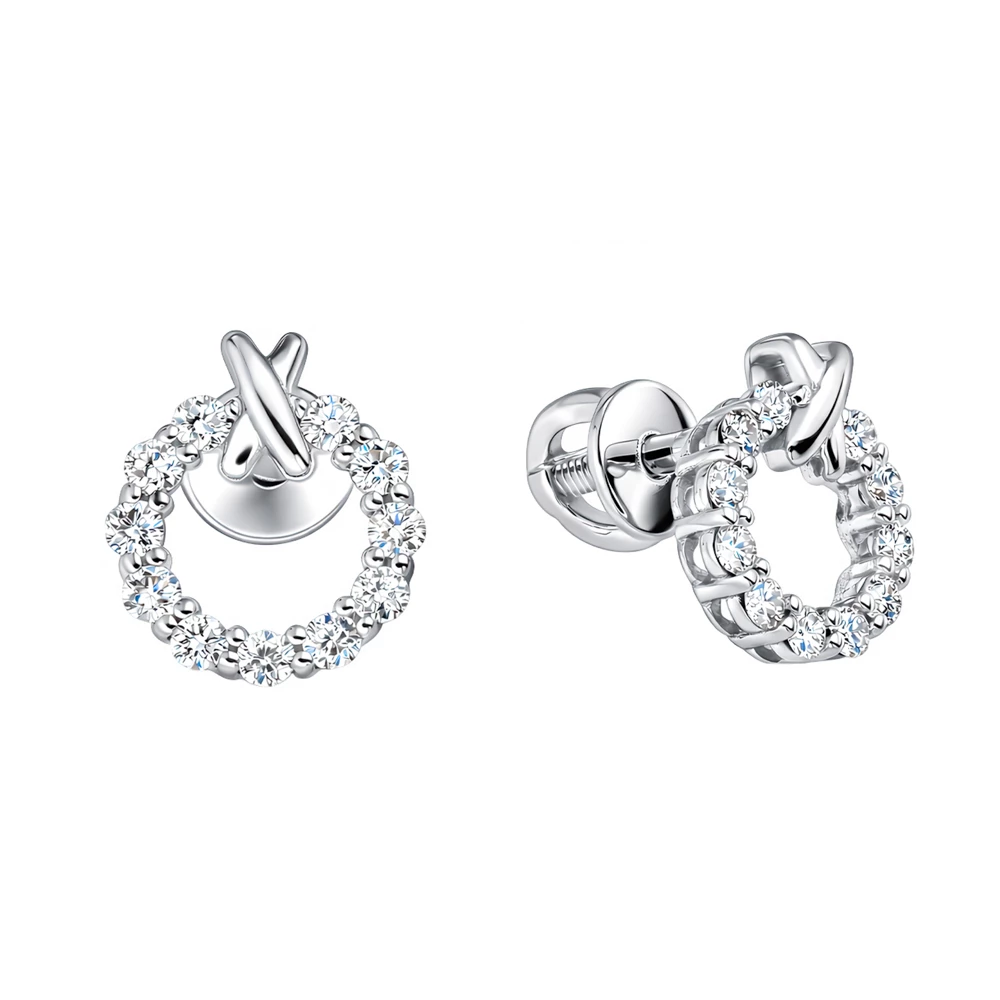 Серьги с бриллиантами из белого золота 585 пробы