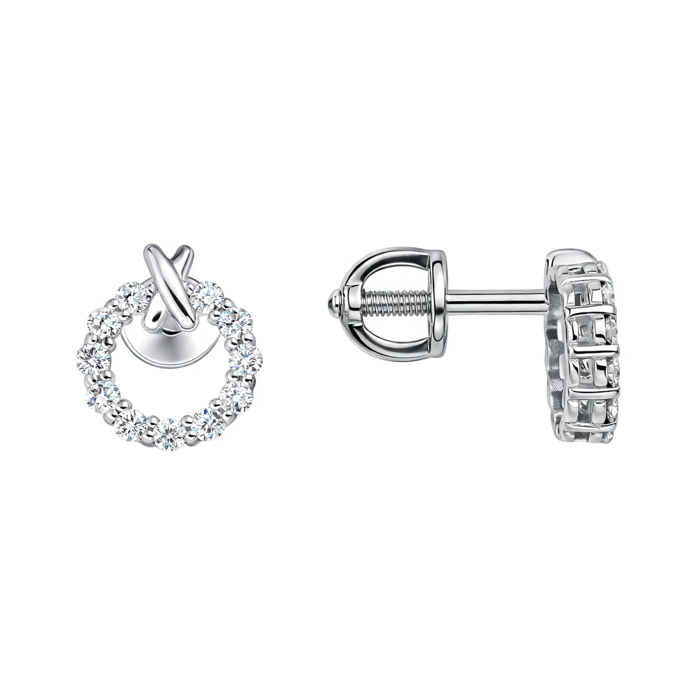 Серьги с бриллиантами из белого золота 585 пробы