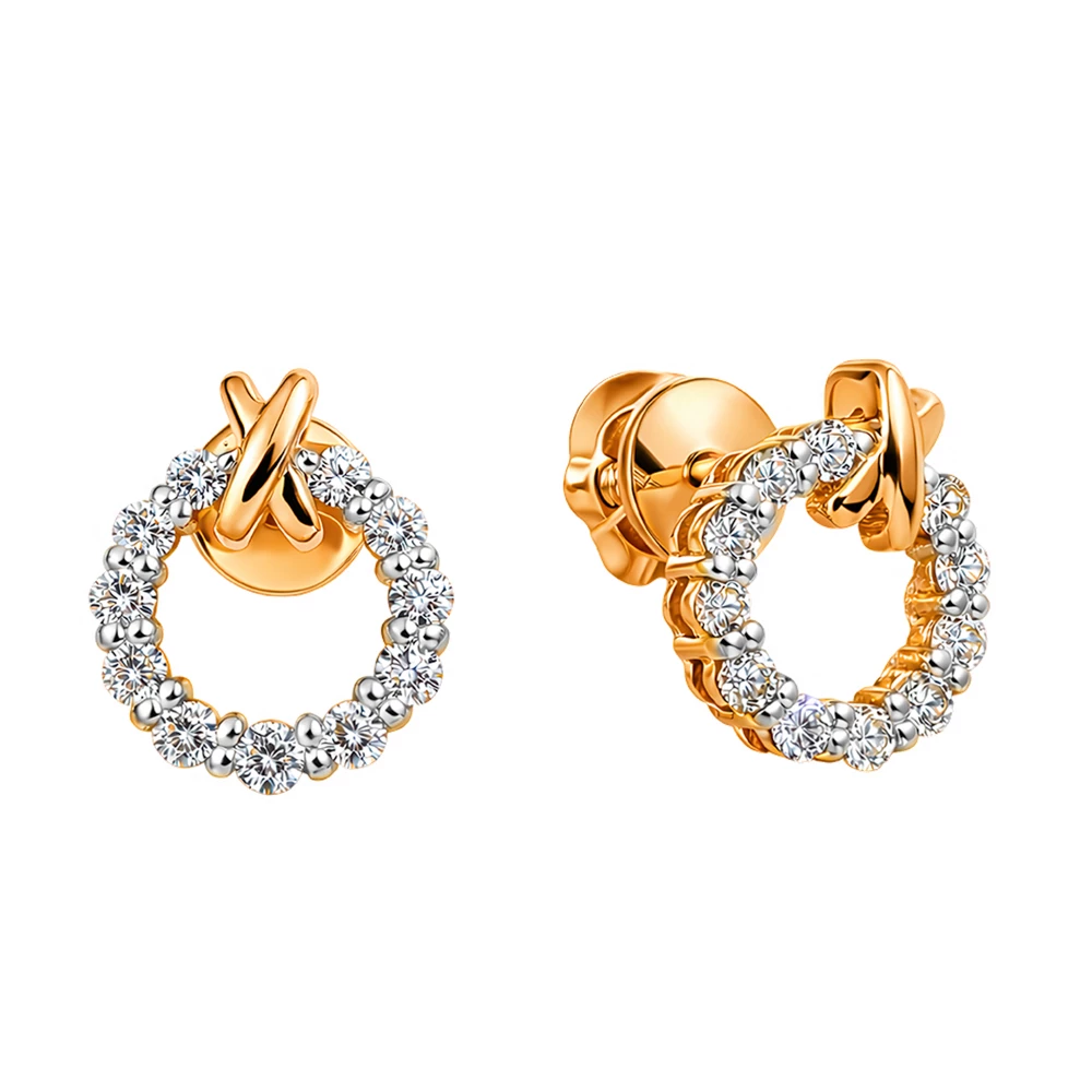 Серьги с бриллиантами из красного золота 585 пробы