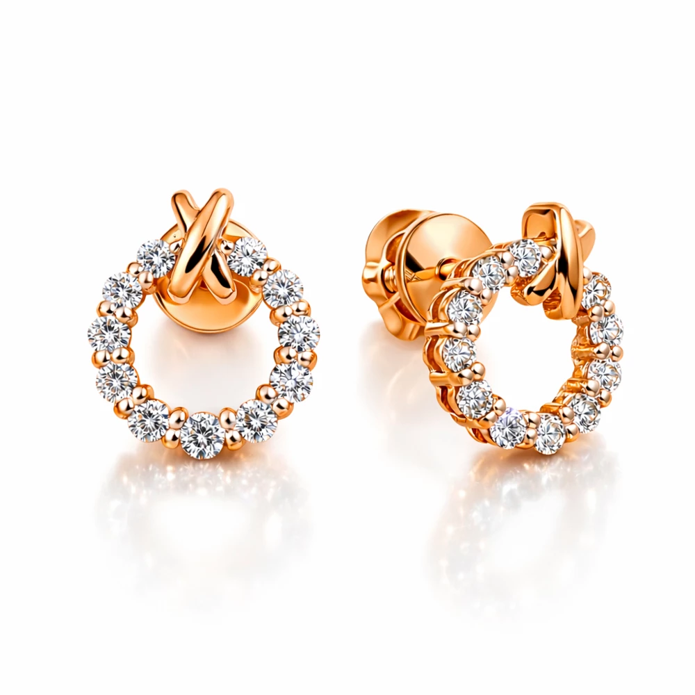 Серьги с бриллиантами из красного золота 585 пробы