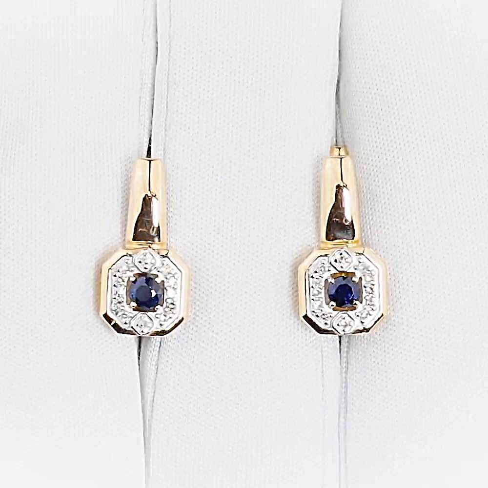 Серьги с сапфирами и бриллиантами из красного золота 585 пробы Серьги с сапфирами и бриллиантами из красного золота 585 пробы