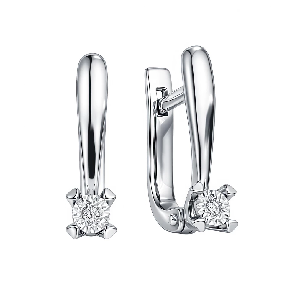 Серьги с бриллиантами из белого золота 585 пробы Серьги с бриллиантами из белого золота 585 пробы