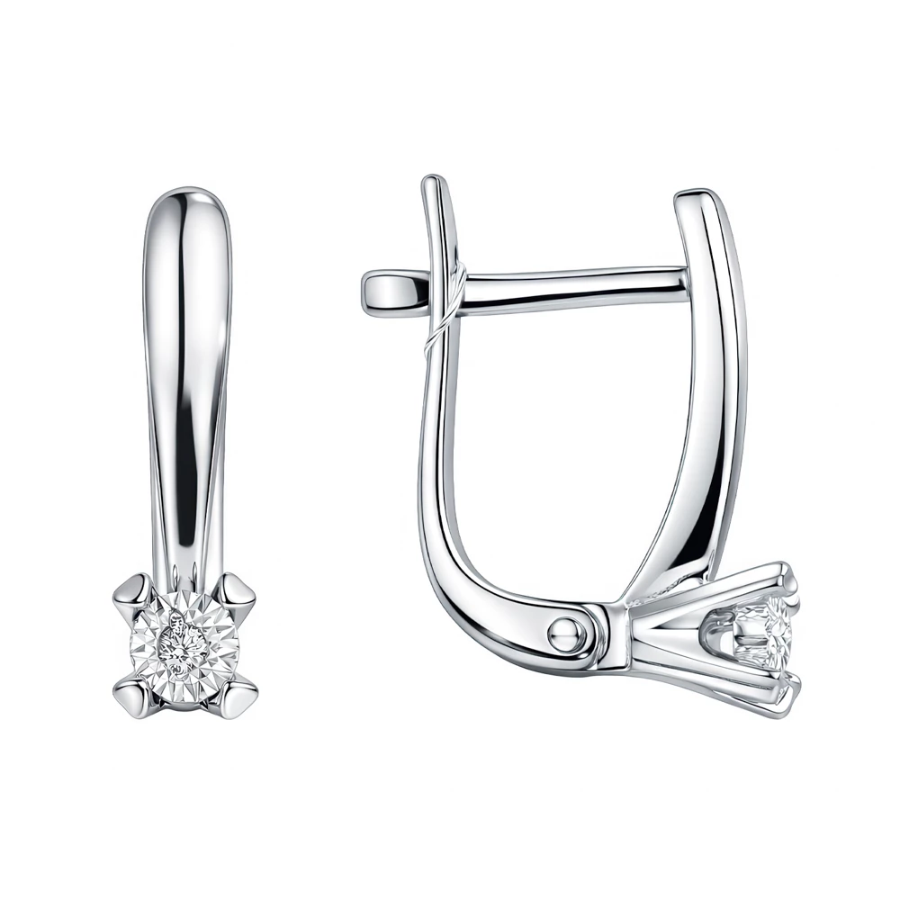 Серьги с бриллиантами из белого золота 585 пробы Серьги с бриллиантами из белого золота 585 пробы