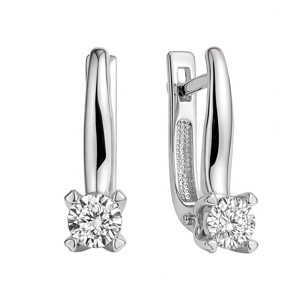 Серьги с бриллиантами из белого золота 585 пробы