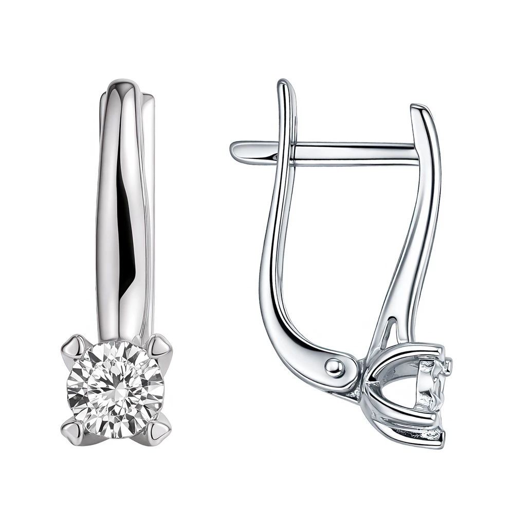 Серьги с бриллиантами из белого золота 585 пробы