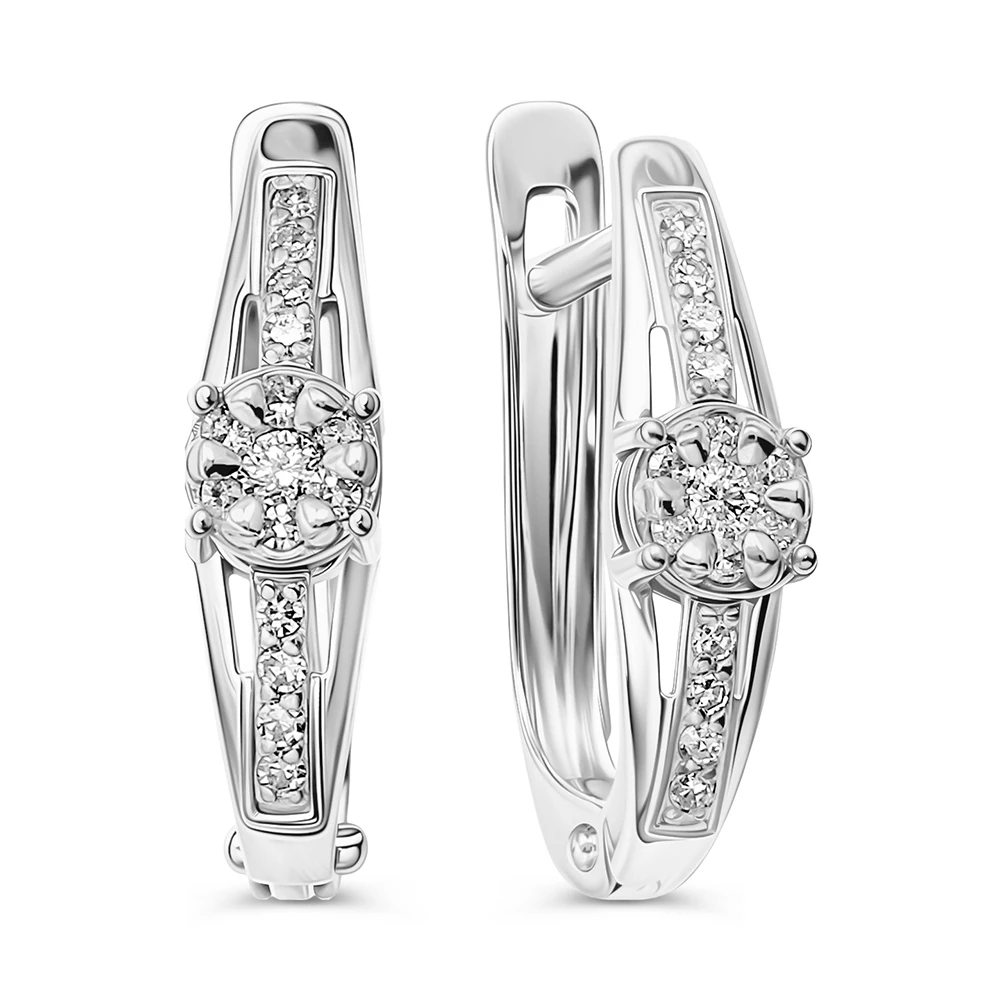 Серьги с бриллиантами из белого золота 585 пробы