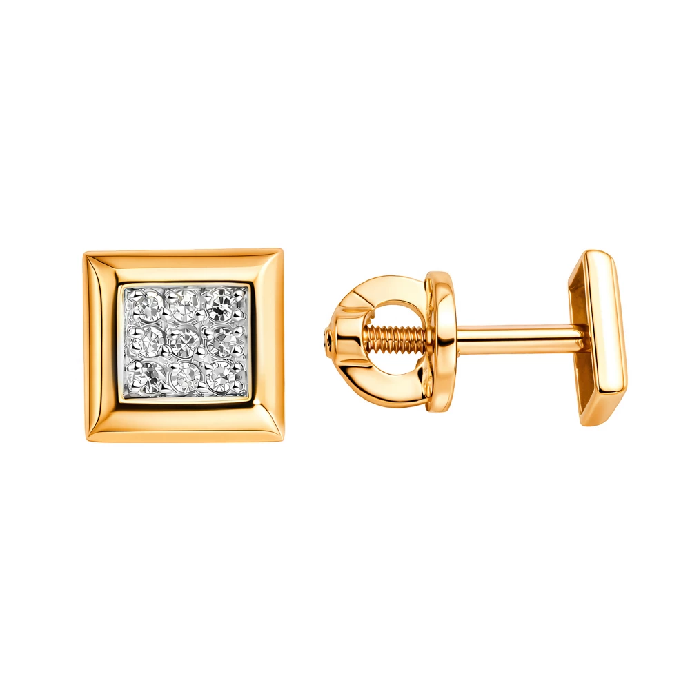 Серьги с бриллиантами из красного золота 585 пробы