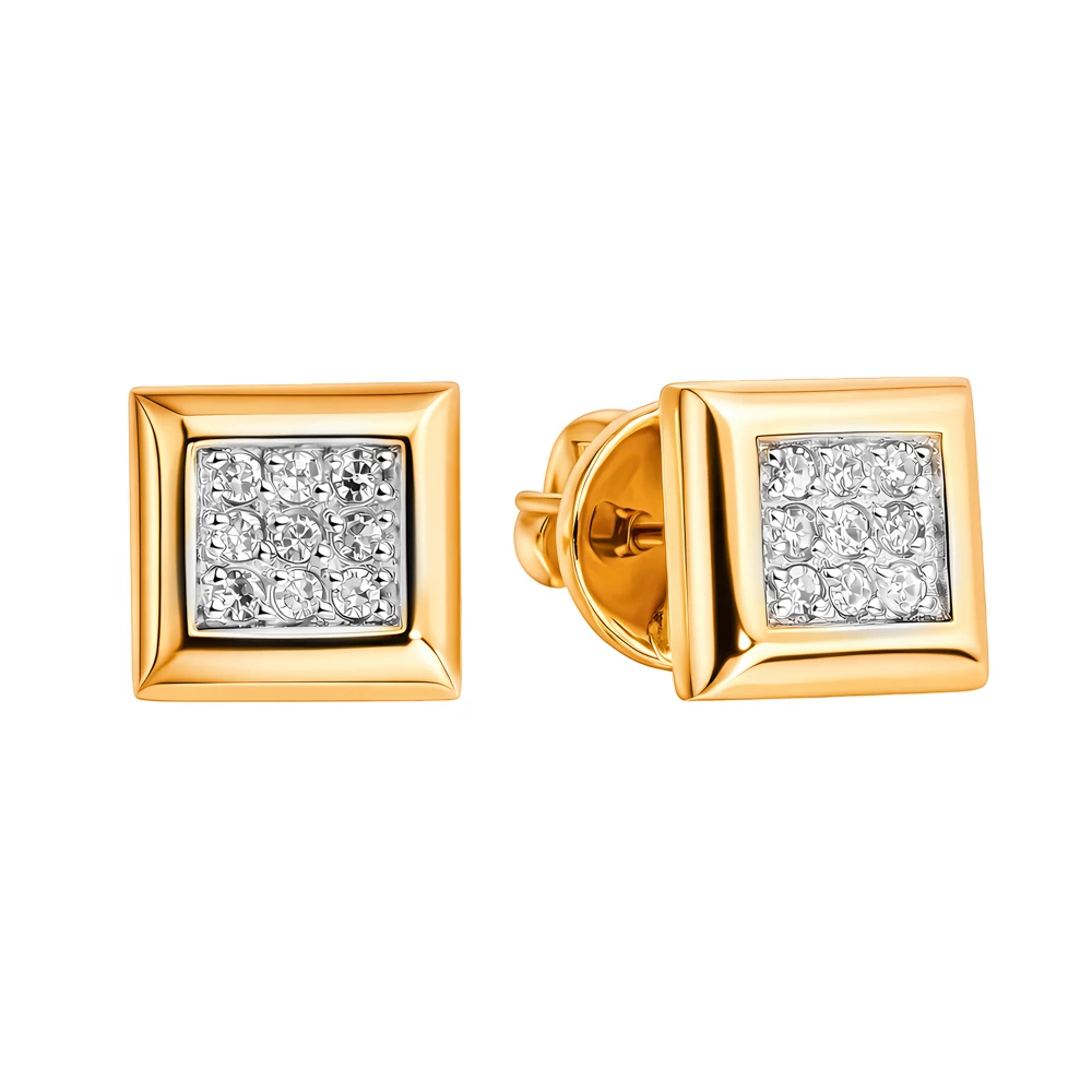 Серьги с бриллиантами из красного золота 585 пробы