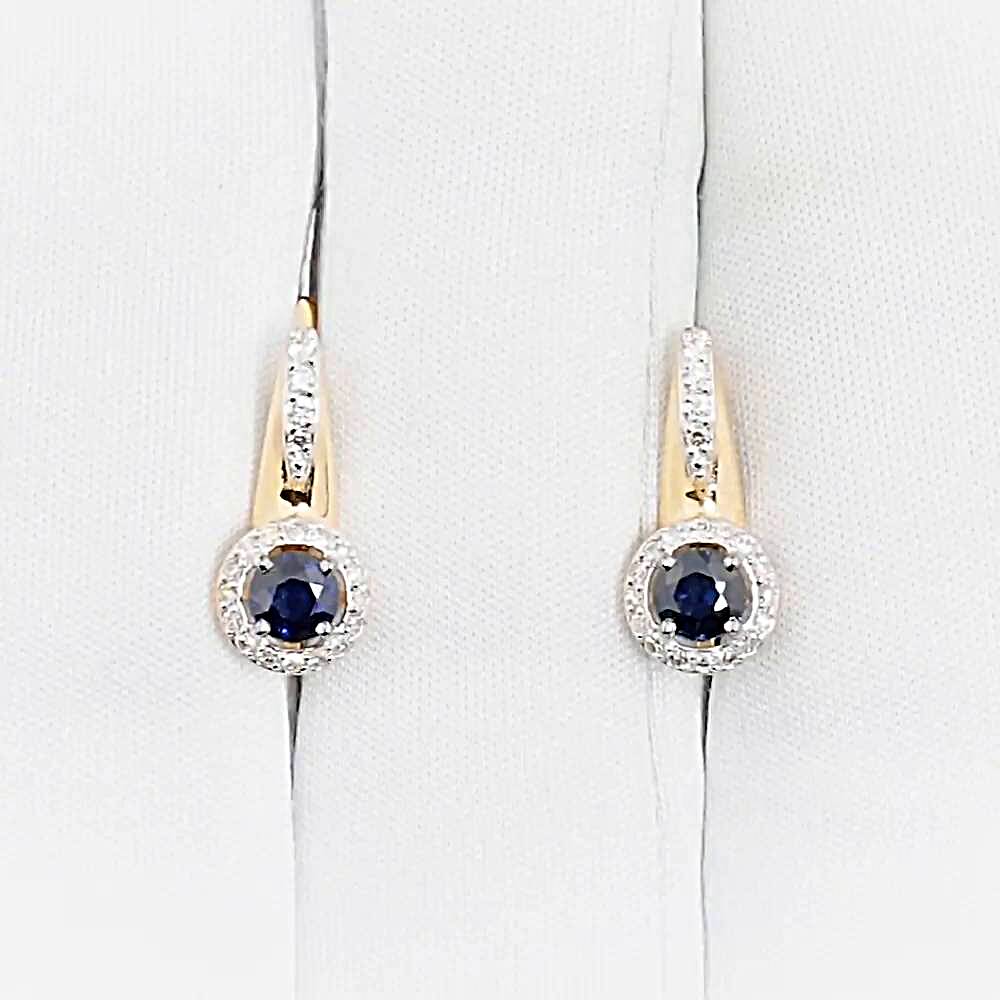 Серьги с сапфирами и бриллиантами из красного золота 585 пробы