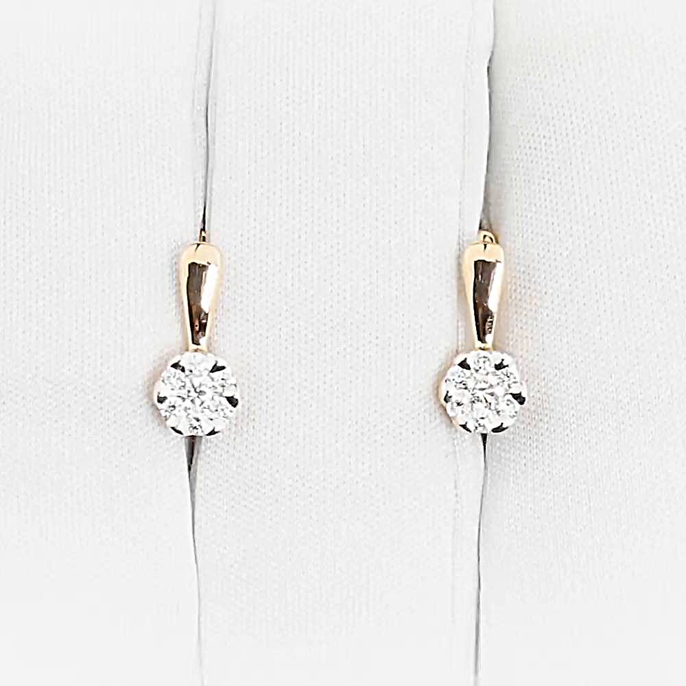 Серьги с бриллиантами из красного золота 585 пробы