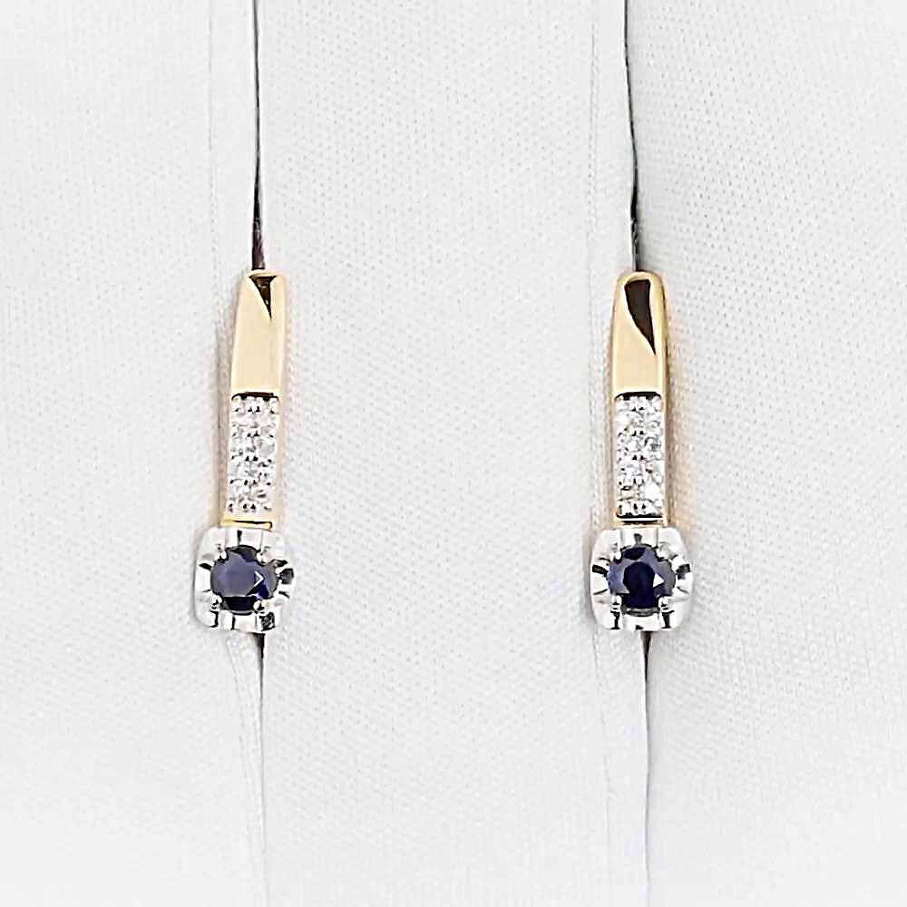 Серьги с сапфирами и бриллиантами из красного золота 585 пробы