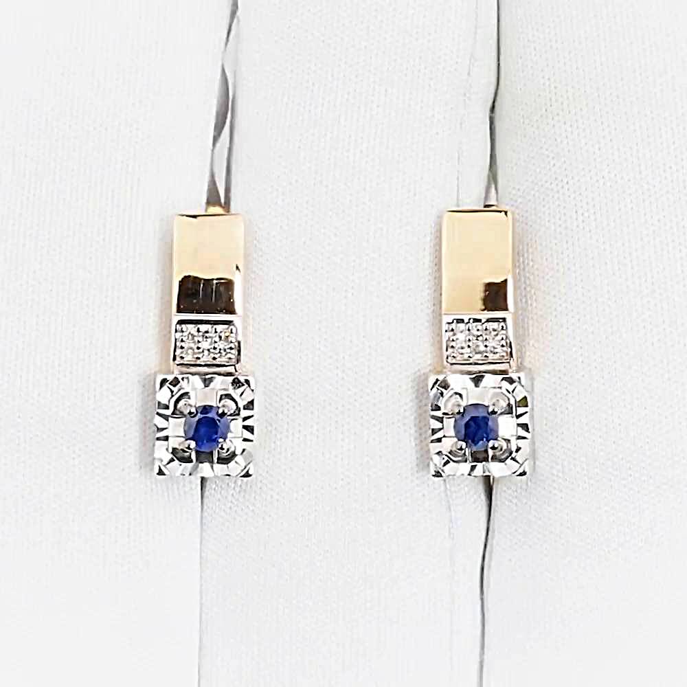 Серьги с сапфирами и бриллиантами из красного золота 585 пробы Серьги с сапфирами и бриллиантами из красного золота 585 пробы