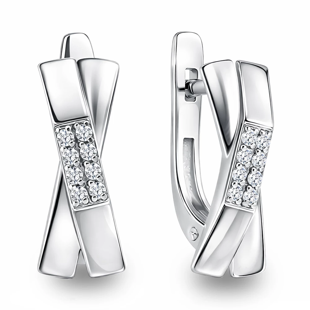 Серьги с бриллиантами из белого золота 585 пробы