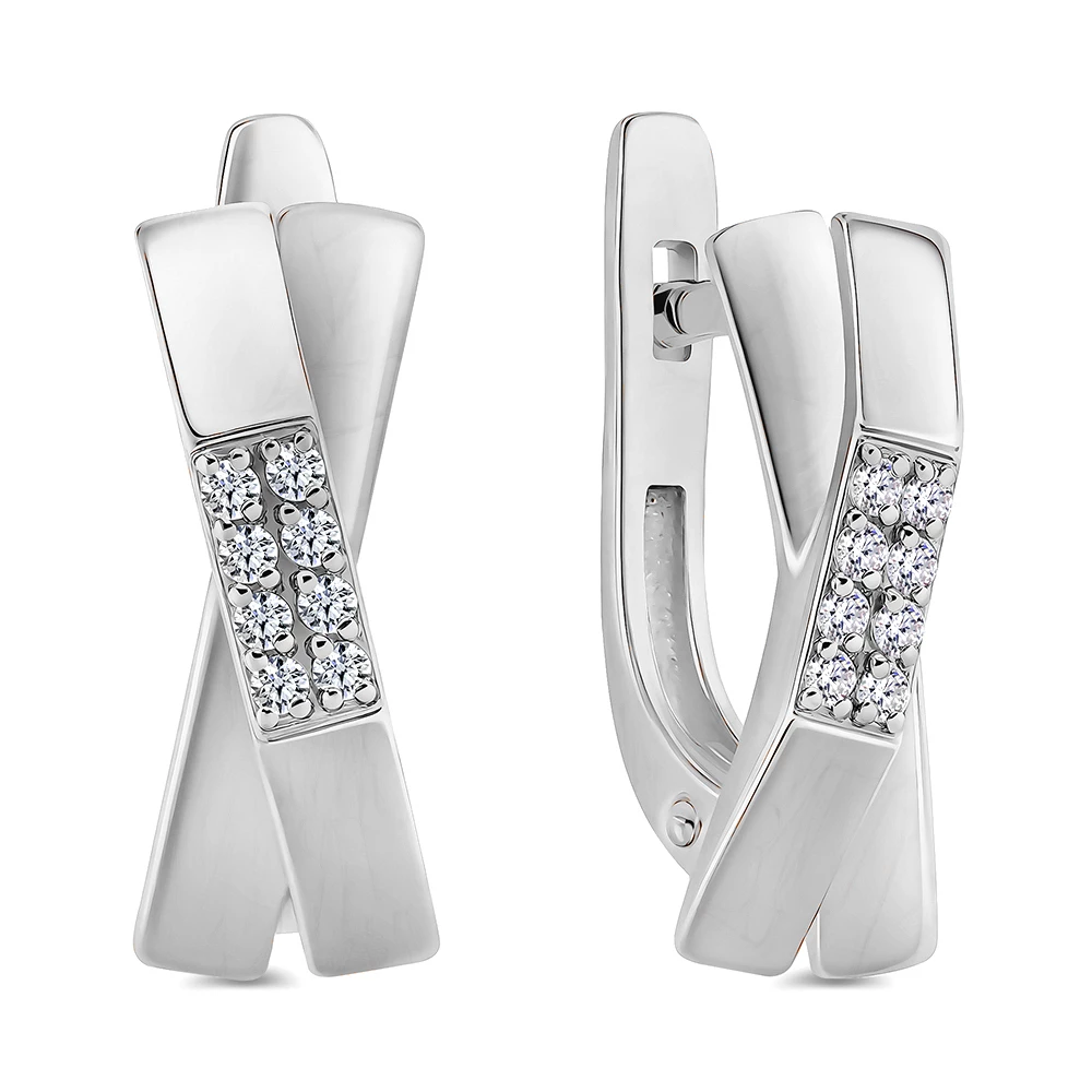 Серьги с бриллиантами из белого золота 585 пробы