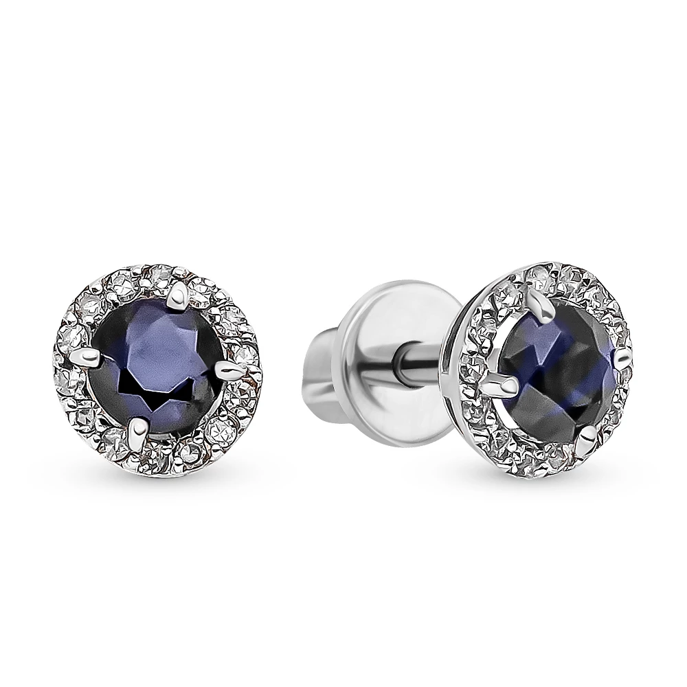 Серьги с сапфирами и бриллиантами из белого золота 585 пробы