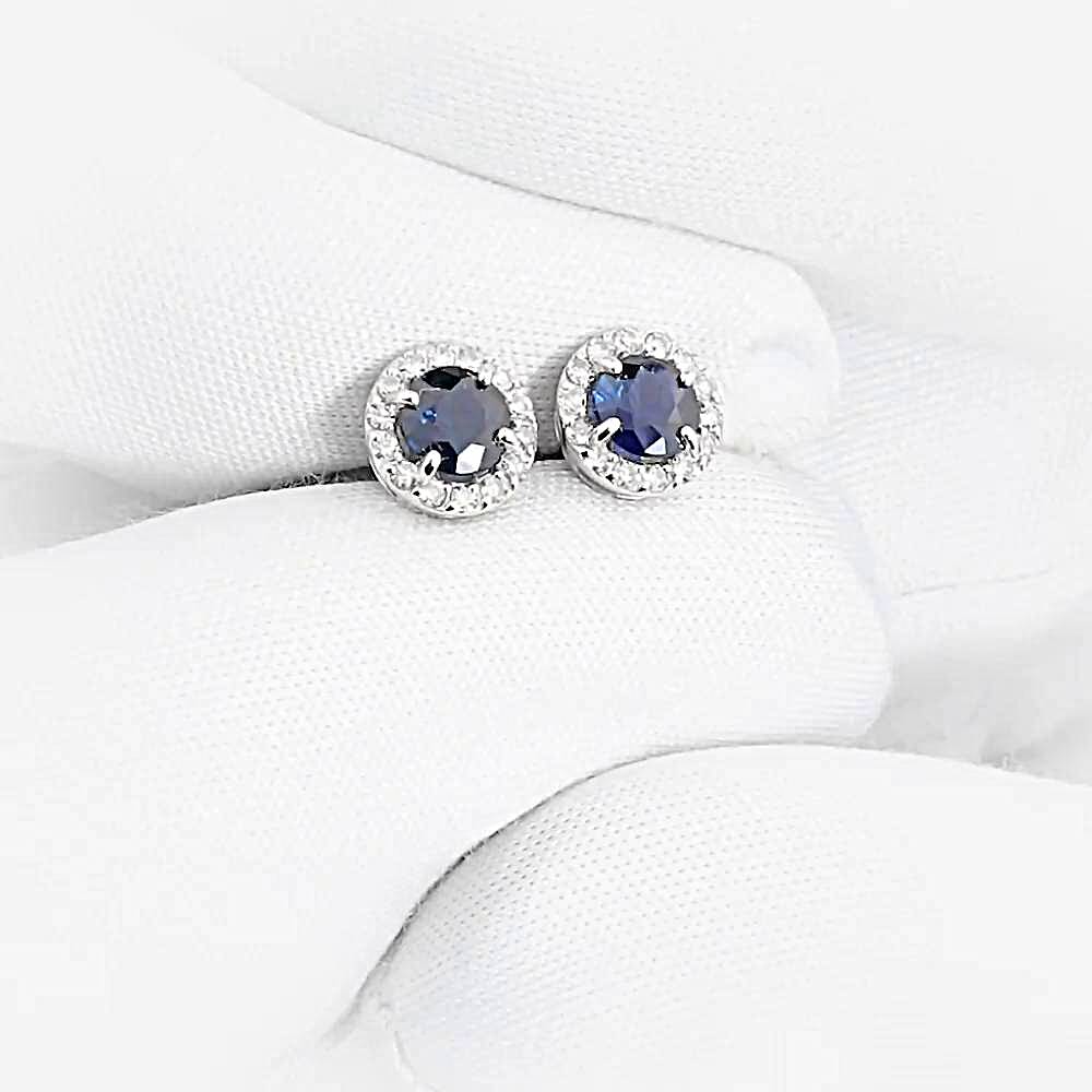 Серьги с сапфирами и бриллиантами из белого золота 585 пробы 1