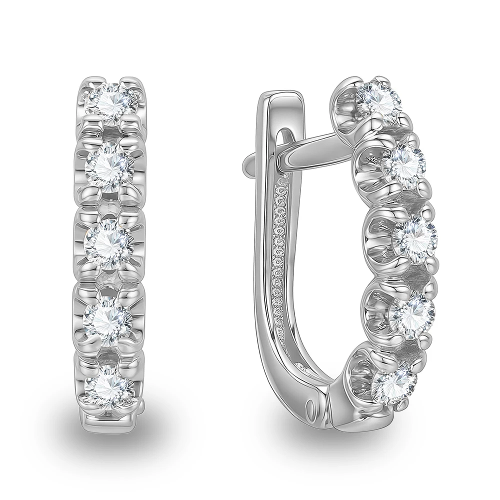 Серьги с бриллиантами из белого золота 585 пробы