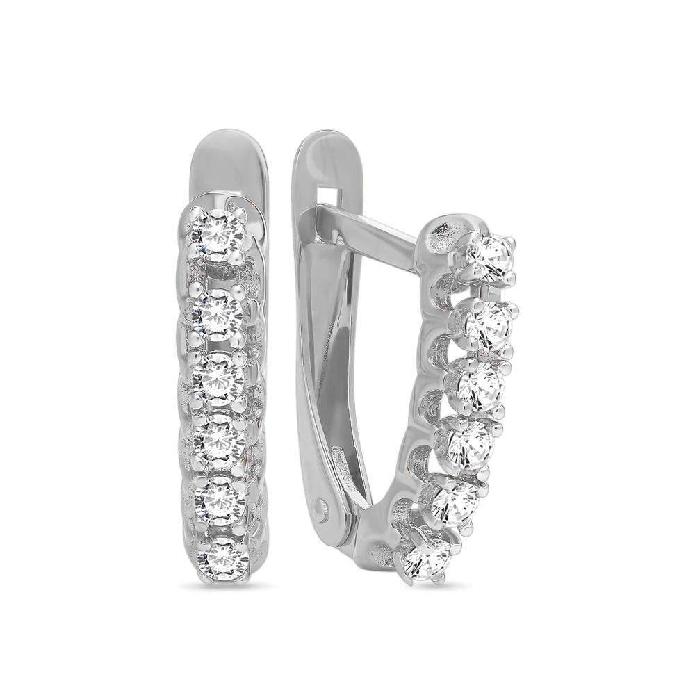 Серьги с бриллиантами из белого золота 585 пробы