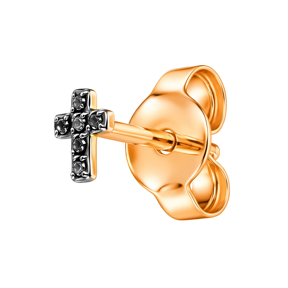 Серьга с бриллиантами из красного золота 585 пробы