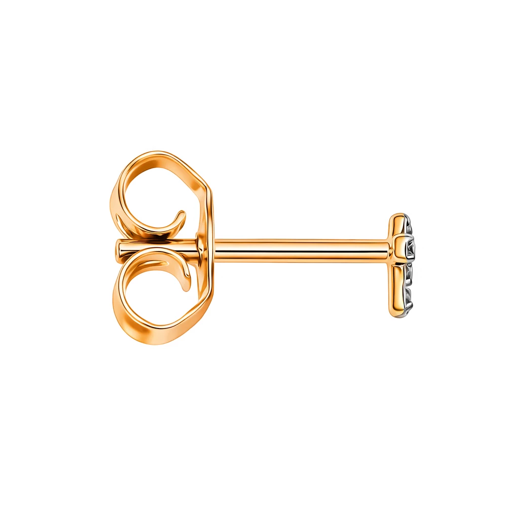 Серьга с бриллиантами из красного золота 585 пробы