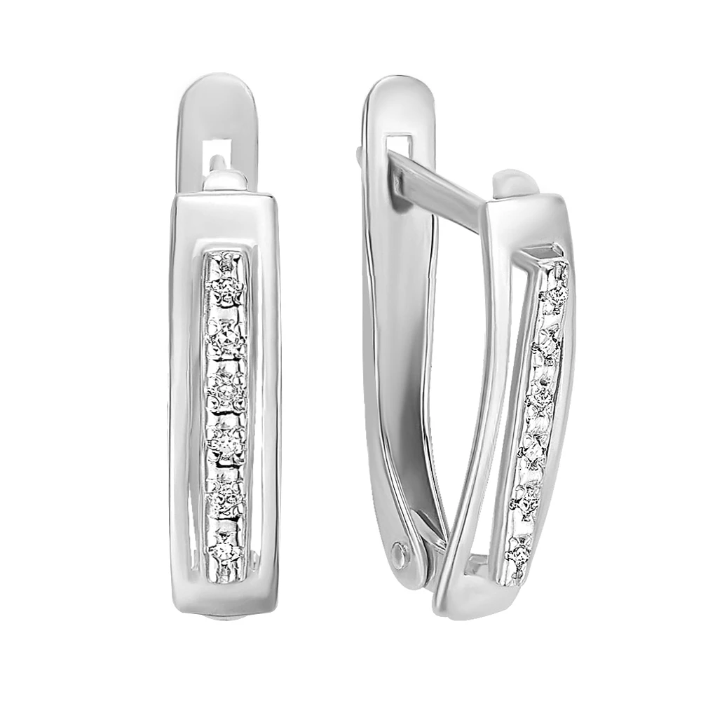 Серьги с бриллиантами из белого золота 585 пробы