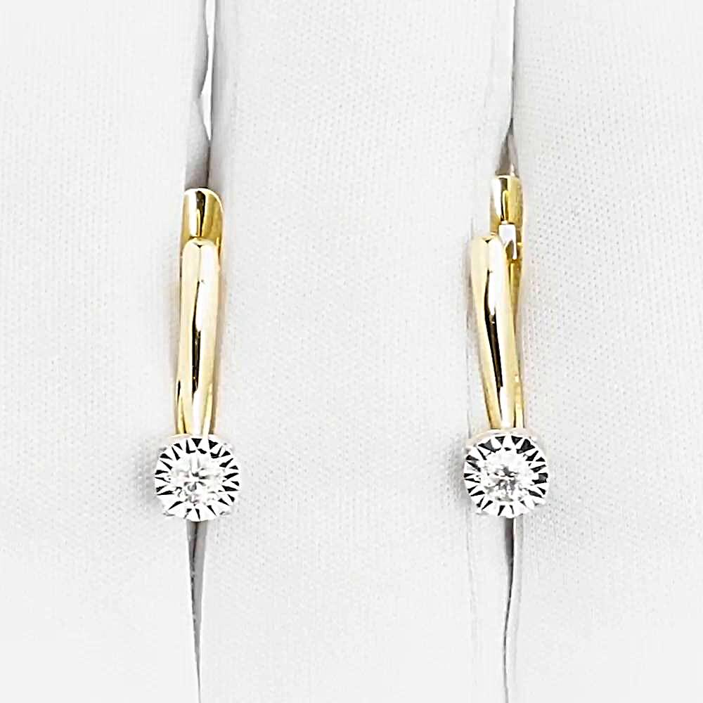 Серьги с бриллиантами из желтого золота 585 пробы