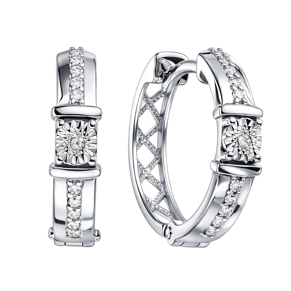 Серьги с бриллиантами из белого золота 585 пробы