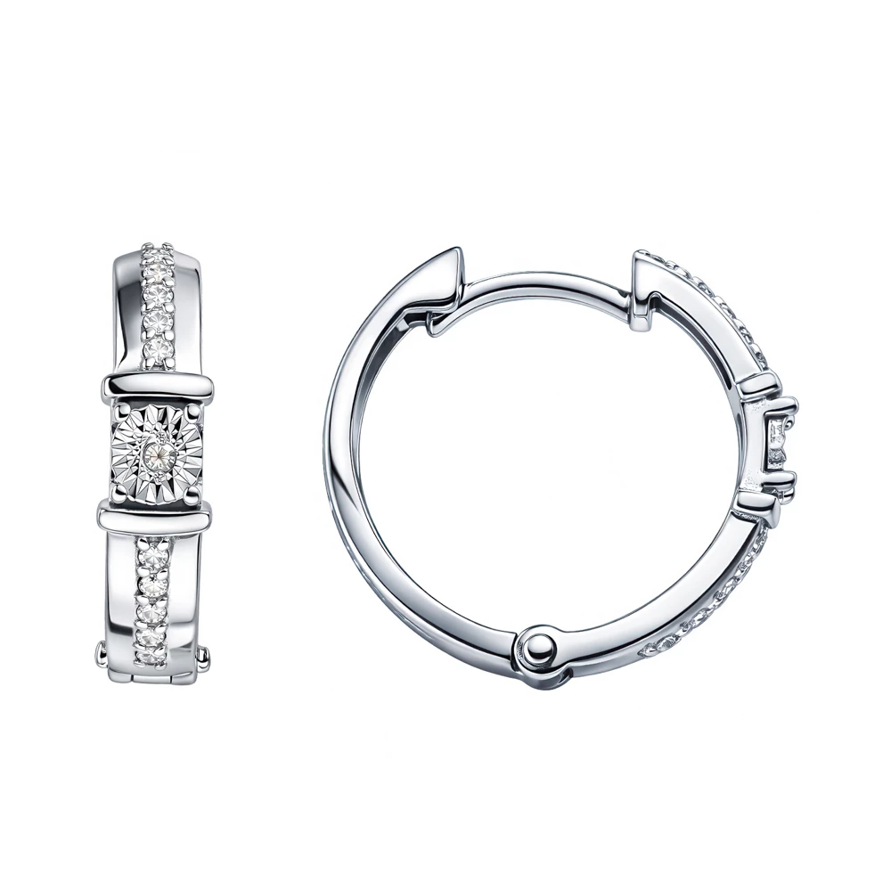 Серьги с бриллиантами из белого золота 585 пробы