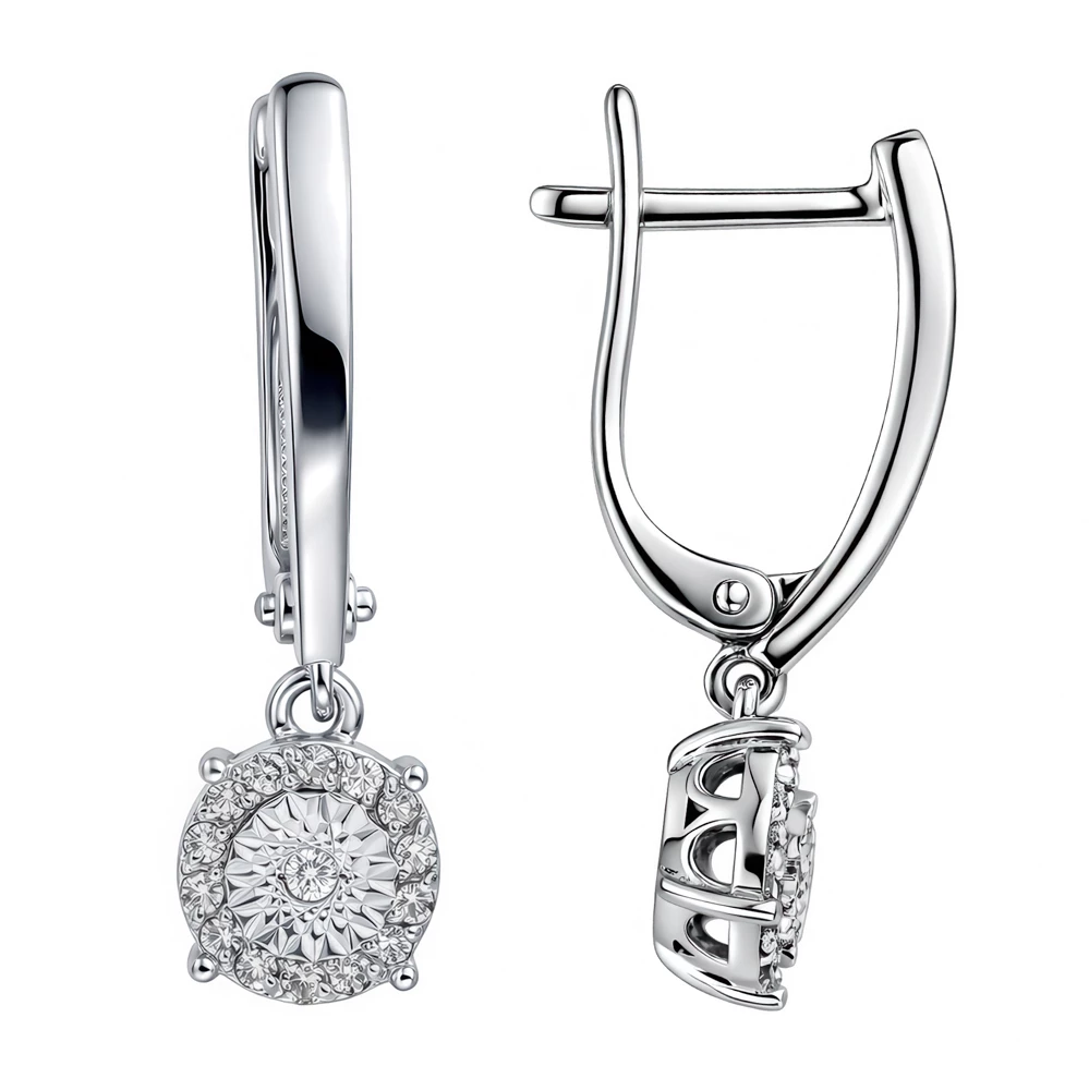 Серьги с бриллиантами из белого золота 585 пробы