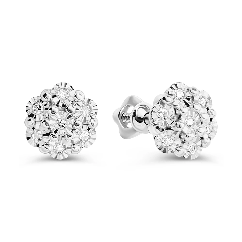 Серьги с бриллиантами из белого золота 585 пробы