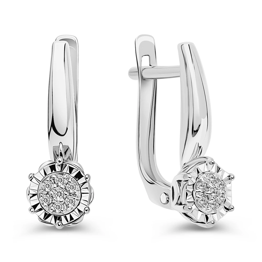 Серьги с бриллиантами из белого золота 585 пробы